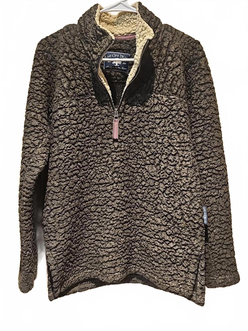 Live Oak Brand Women’s Small Quarter Zip Sherpa Fleece Gray/Cream